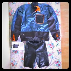 Paddling Jacket + neoprene insulated shorts.